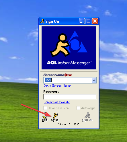 Setup button screenshot